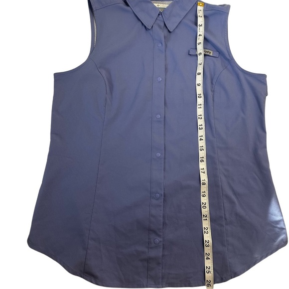 Columbia PFG Sleeveless Fishing Shirt Women’s Size XL Blue Vented Button Front - Picture 6 of 13